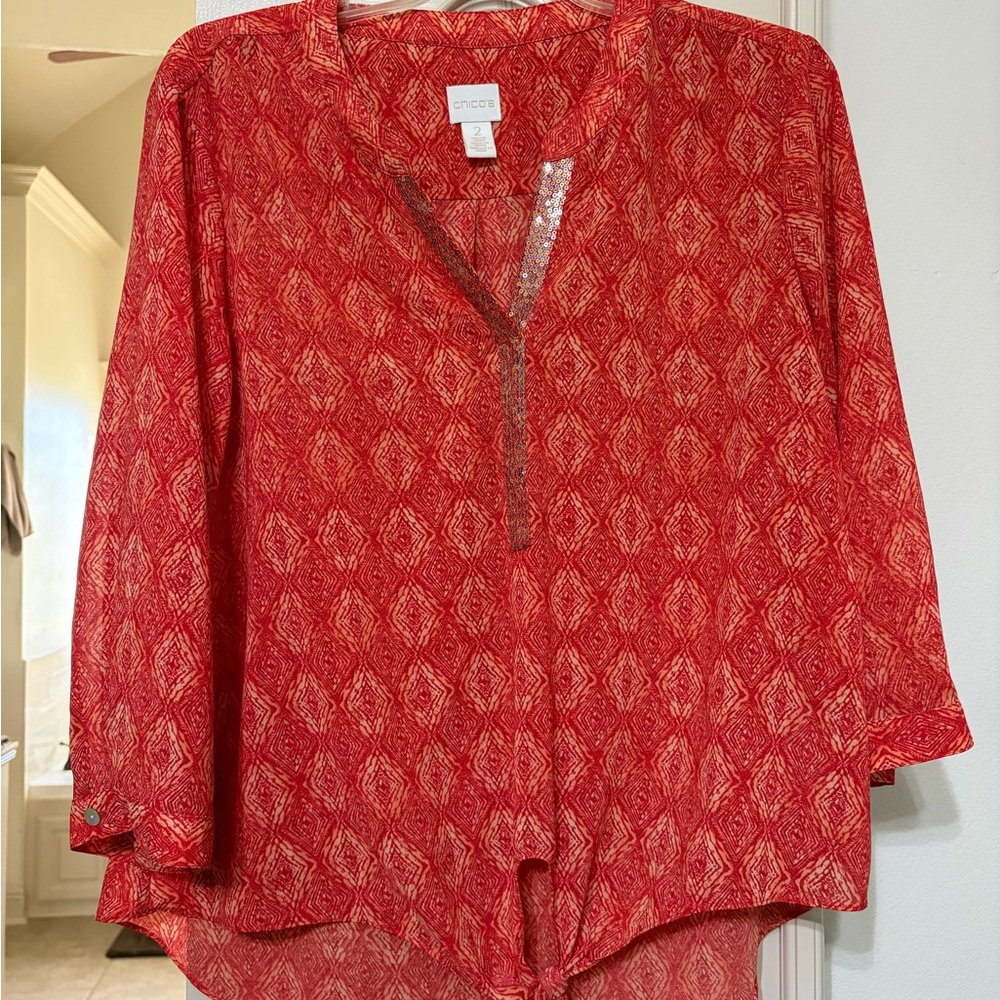 Chico's orange/coral blouse - size 2 (Chico’s brand size 2)